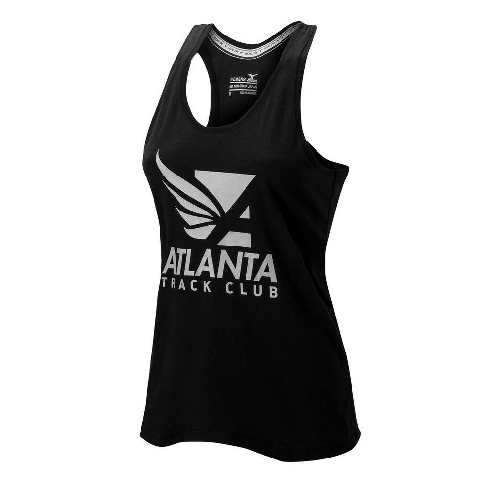 Womens Mizuno Atlanta Track Club Sport Running Tank Top Black Philippines (LHYDWV467)